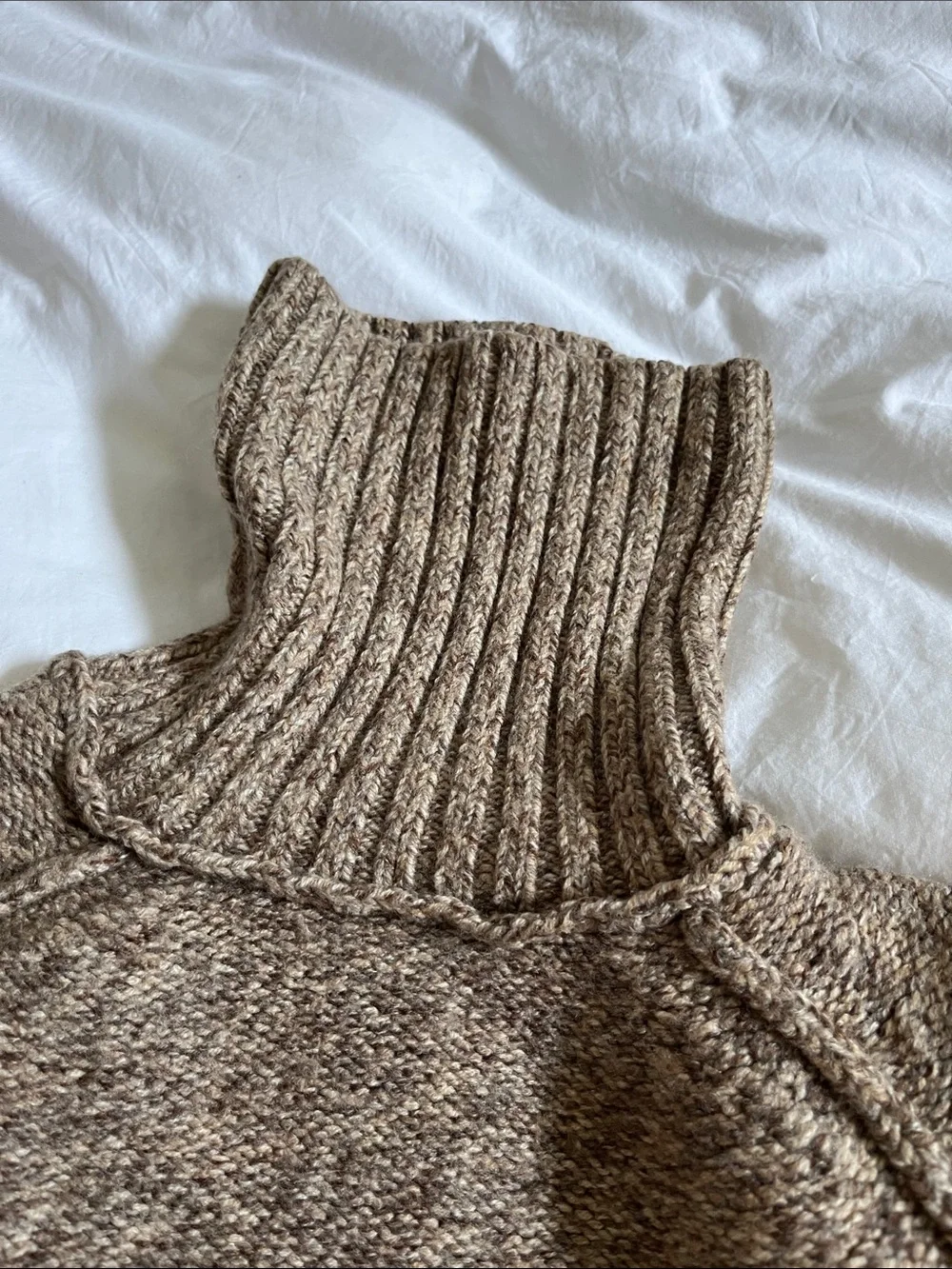 tory burch wool chunky knit beige turtleneck sweater 100% wool autumn layer